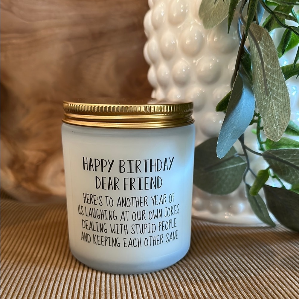 Happy Birthday Candle with Gold Lid